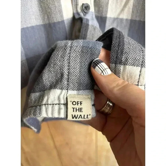 VANS Checkered Gray White Men's Flannel Size M - Picture 4 of 8